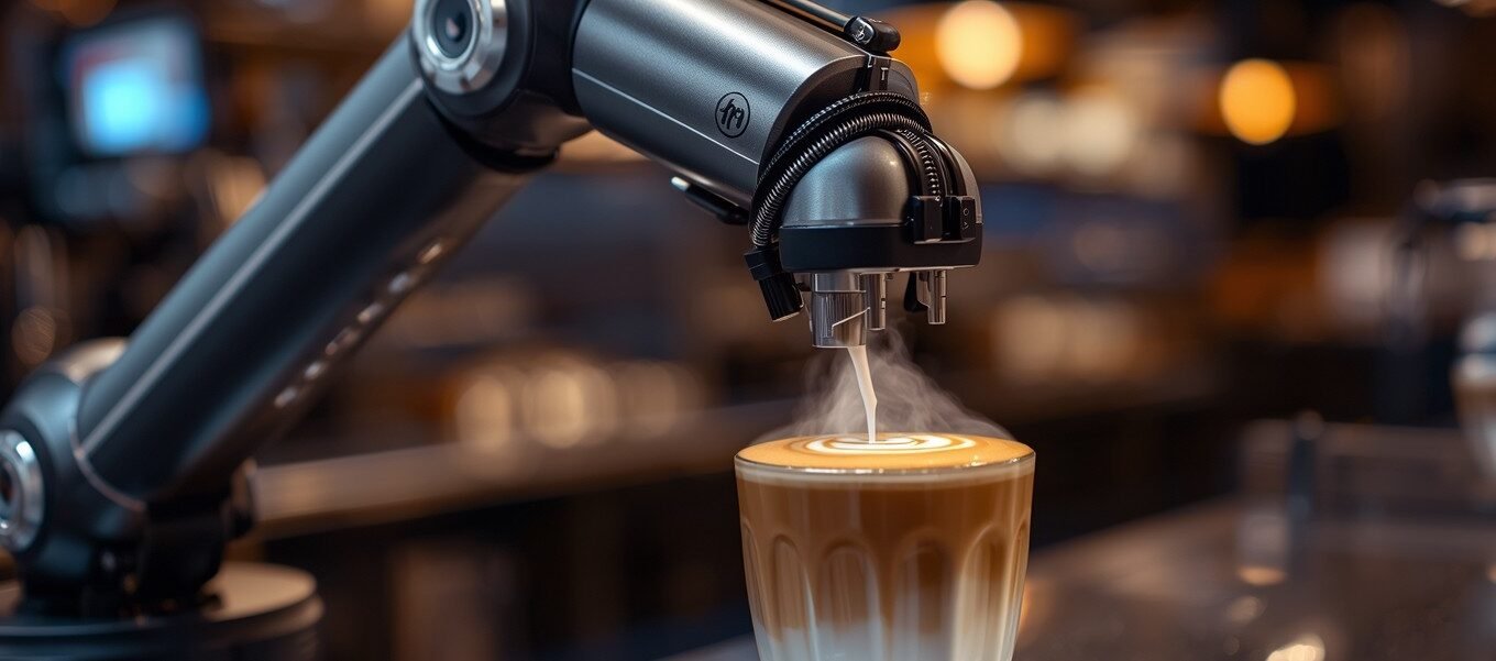 robô barista latte art personalizada